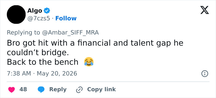 Tweet discussing financial and talent gap between boyfriend and pro athlete Tweet discussing financial and talent gap between boyfriend and pro athlete