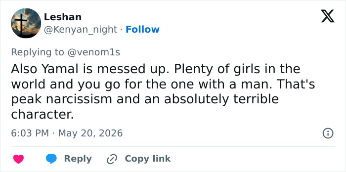 Tweet discussing narcissism in influencer cheating case Tweet discussing narcissism in influencer cheating case