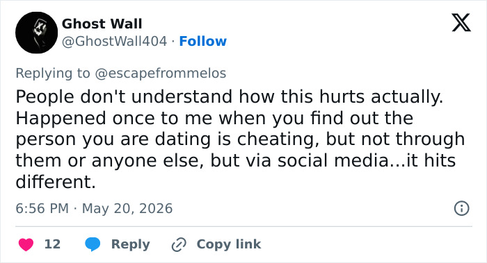 User shares pain of discovering cheating through social media User shares pain of discovering cheating through social media