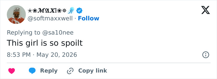 Social media tweet criticizing spoiled behavior with text this girl is so spoilt Social media tweet criticizing spoiled behavior with text this girl is so spoilt