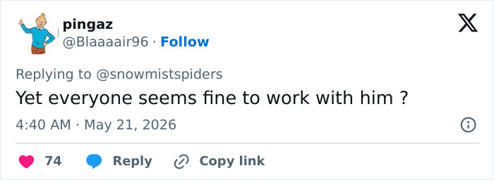 Tweet discussing working with The Boys star amid allegations Tweet discussing working with The Boys star amid allegations