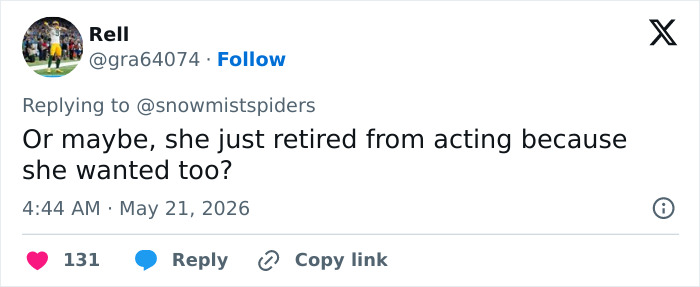 Tweet suggesting actress retirement as personal choice from The Boys Tweet suggesting actress retirement as personal choice from The Boys