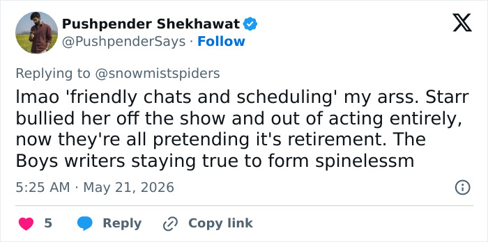 Tweet claiming Antony Starr bullied actress off The Boys show Tweet claiming Antony Starr bullied actress off The Boys show
