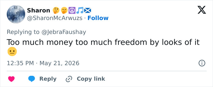 Tweet commenting on North West's money and freedom issues Tweet commenting on North West's money and freedom issues