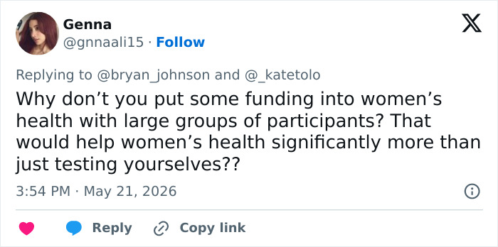 Tweet calling for more funding in women's health research