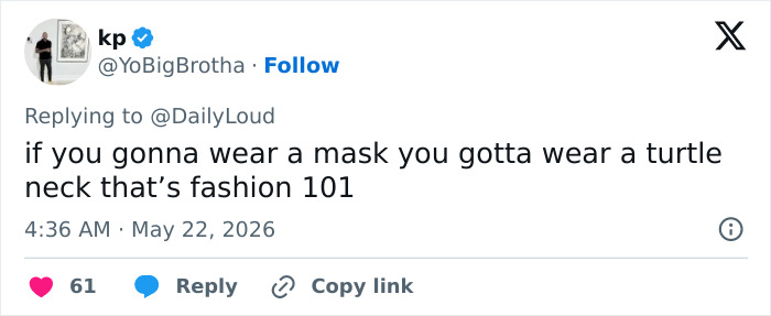 Tweet humorously advising to wear turtleneck if wearing mask in Navy Vice Admiral viral appearance Tweet humorously advising to wear turtleneck if wearing mask in Navy Vice Admiral viral appearance