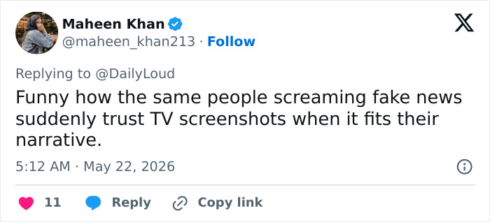 Tweet on fake news and TV screenshots related to Vice Admiral’s Fox News appearance Tweet on fake news and TV screenshots related to Vice Admiral’s Fox News appearance