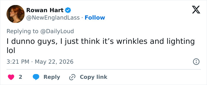 Tweet suggesting wrinkles and lighting explain odd detail in Navy Vice Admiral's appearance Tweet suggesting wrinkles and lighting explain odd detail in Navy Vice Admiral's appearance
