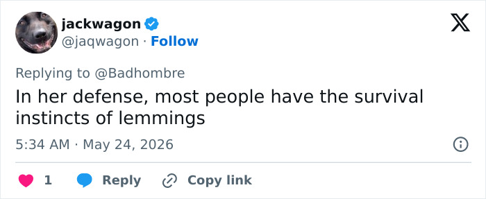Tweet defending reporter with survival instincts like lemmings