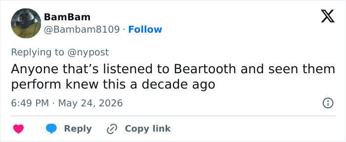 Tweet about Beartooth fans knowing rockstar came out years ago Tweet about Beartooth fans knowing rockstar came out years ago