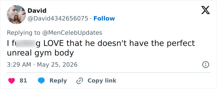 Tweet praising realistic body versus unreal gym body standards Tweet praising realistic body versus unreal gym body standards
