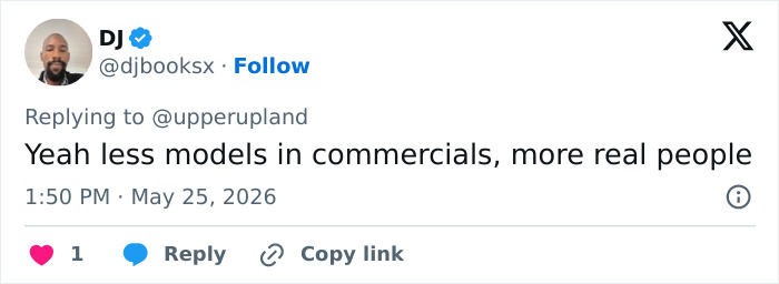 Tweet calls for fewer models and more real people in commercials about realistic body Tweet calls for fewer models and more real people in commercials about realistic body