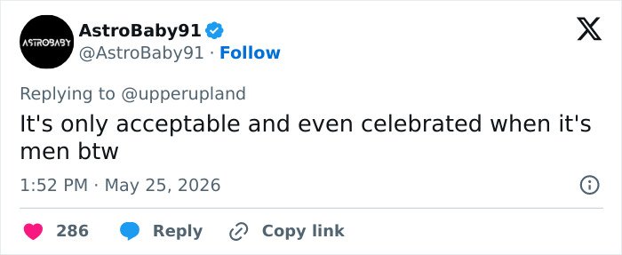 Tweet highlighting acceptance of realistic body celebration for men Tweet highlighting acceptance of realistic body celebration for men