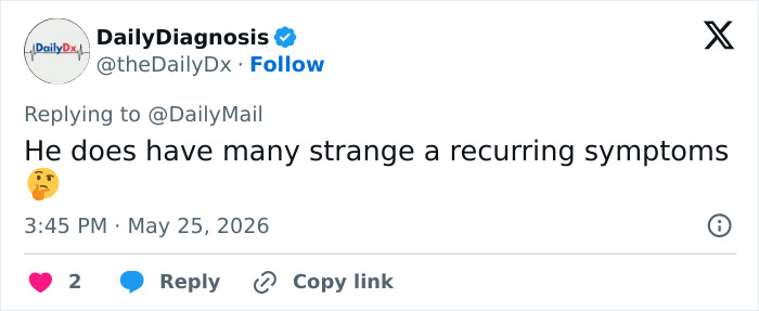 Tweet mentioning strange recurring symptoms in patient's health Tweet mentioning strange recurring symptoms in patient's health