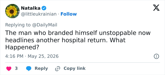 Social media reaction to repeated hospital returns and health questions Social media reaction to repeated hospital returns and health questions