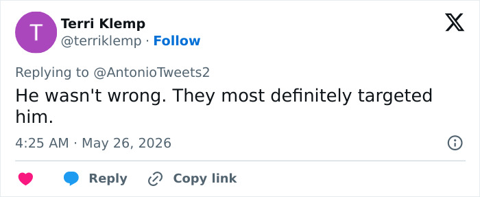 Tweet agreeing man was targeted in medically kidnapped detention