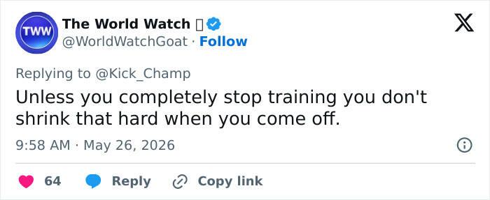 Tweet stating muscles don’t shrink hard without stopping training after quitting testosterone Tweet stating muscles don’t shrink hard without stopping training after quitting testosterone