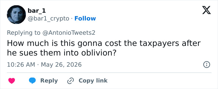 Tweet questioning taxpayer cost in medically kidnapped legal case