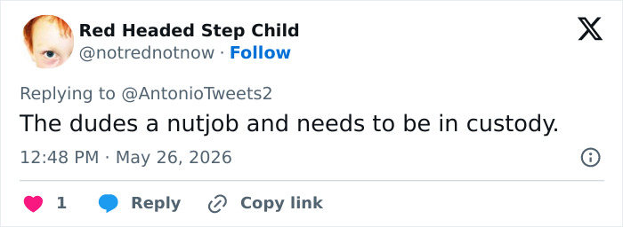 Tweet stating man is mentally unstable and needs custody in medical kidnapping case