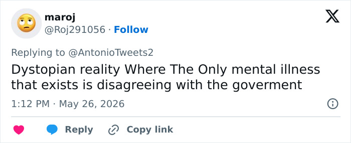 Tweet criticizing mental illness linked to government dissent