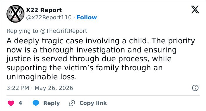 Tweet about tragic child case needing investigation and justice in France discovery