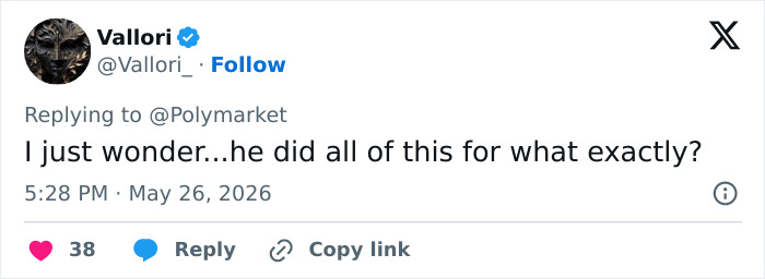 Tweet questioning the purpose behind actions related to JPMorgan case Tweet questioning the purpose behind actions related to JPMorgan case