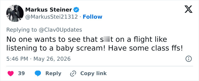 Tweet criticizing disruptive behavior on flights in looksmaxxer fight