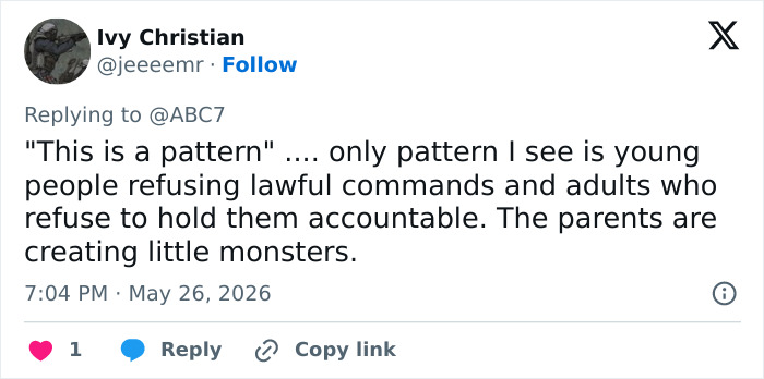 Tweet discussing accountability related to female cop beating incident Tweet discussing accountability related to female cop beating incident