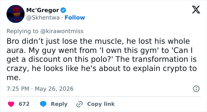 Twitter reply on Clavicular's lost muscle and aura post looksmaxxing Twitter reply on Clavicular's lost muscle and aura post looksmaxxing
