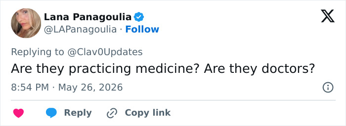 Tweet questioning if stewards are doctors regarding medical practice