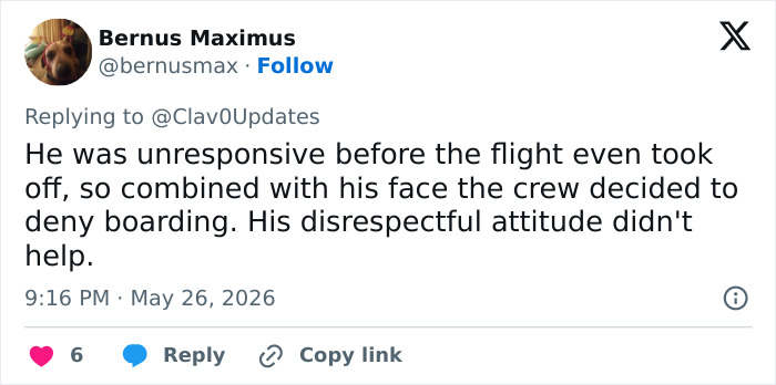 Looksmaxxer denied boarding due to unresponsiveness and disrespectful attitude