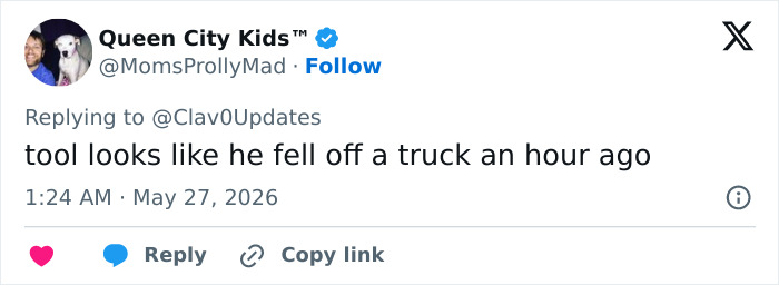 Flight attendant comments on looksmaxxer falling off a truck after plastic surgery