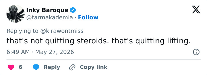 Tweet clarifying quitting lifting not steroids in looksmaxxing transformation Tweet clarifying quitting lifting not steroids in looksmaxxing transformation