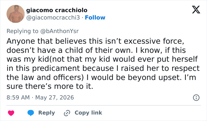 Tweet discussing excessive force by female cop in viral footage beating high school boy Tweet discussing excessive force by female cop in viral footage beating high school boy