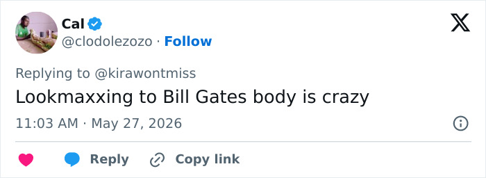 User mentions looksmaxxing transformation to Bill Gates body type User mentions looksmaxxing transformation to Bill Gates body type