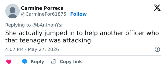 Tweet explaining female cop helped another officer during beating of high school boy Tweet explaining female cop helped another officer during beating of high school boy