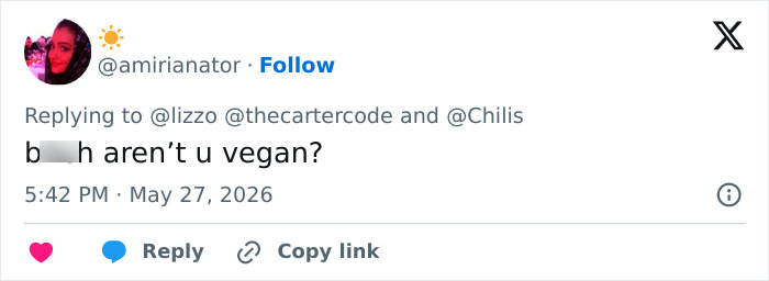 Fan questions Lizzo about her vegan diet on social media Fan questions Lizzo about her vegan diet on social media