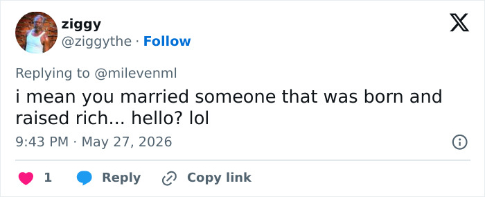 Tweet commenting on marrying someone born and raised rich Tweet commenting on marrying someone born and raised rich