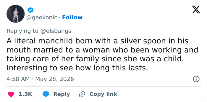 Tweet calling Jake Bongiovi a manchild married to Millie Bobby Brown Tweet calling Jake Bongiovi a manchild married to Millie Bobby Brown