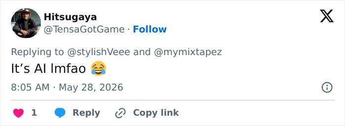 Tweet mentioning AI related to model with unusual skin coloration