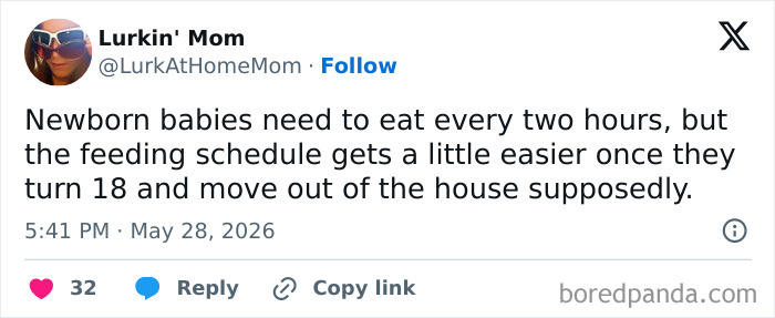Newborn feeding schedule changes once kids turn 18 and move out parenting