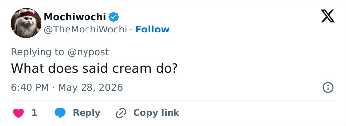User questioning what the private parts cream does in lawsuit