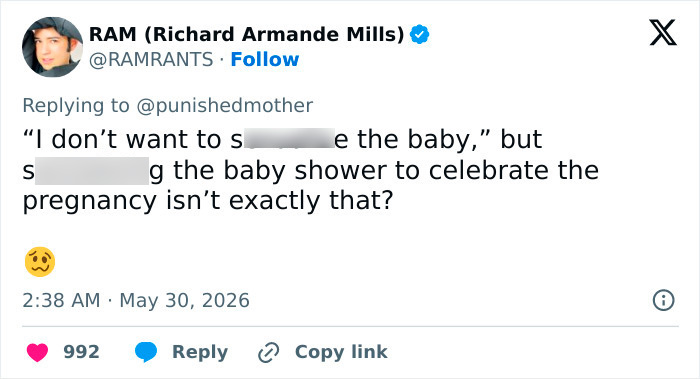 Tweet discussing controversial baby shower plans by Bonnie Blue