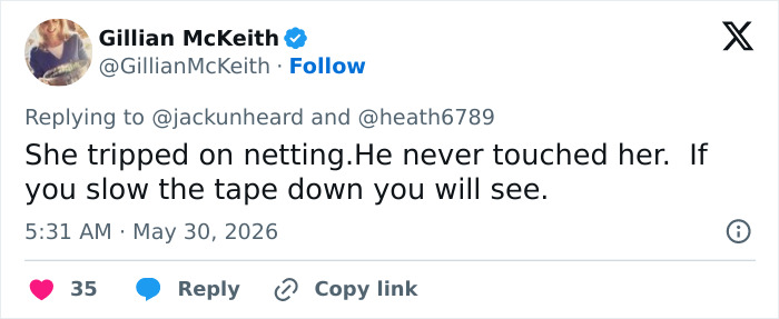 Tweet claiming ball girl tripped on netting, French Open star didn't touch her