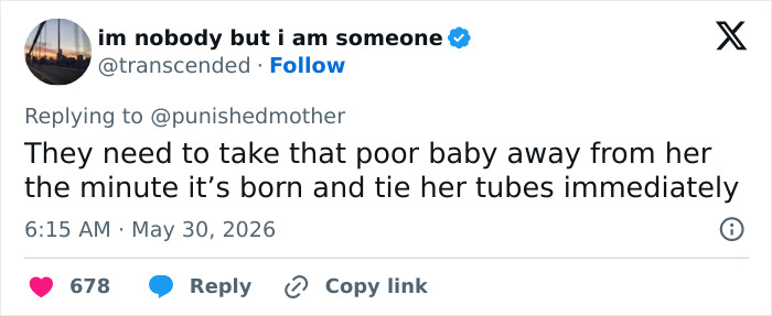 Tweet urging action to protect baby from Bonnie Blue