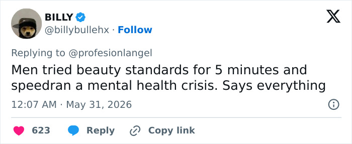 Tweet about beauty standards and mental health crisis linked to looksmaxxing