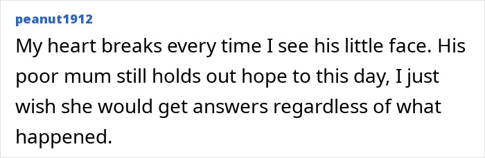 Supportive comment about missing child case