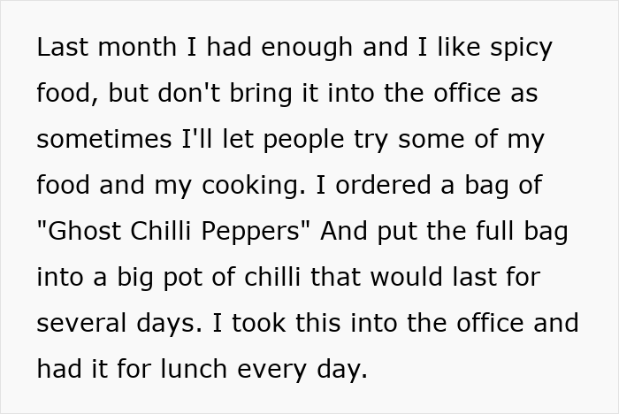 Office Food Thief Steals Ghost Pepper Chili And Runs To HR, Accidentally Speeds Up Their Own Firing Office Food Thief Steals Ghost Pepper Chili And Runs To HR, Accidentally Speeds Up Their Own Firing