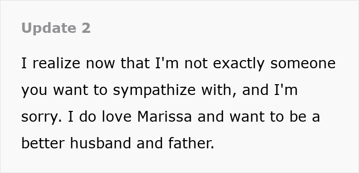 Husband expresses regret and desire to be better husband and father Husband expresses regret and desire to be better husband and father