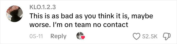 A social media comment describes the MIL's dress situation at the son's wedding as bad, advocating no contact. A social media comment describes the MIL's dress situation at the son's wedding as bad, advocating no contact.